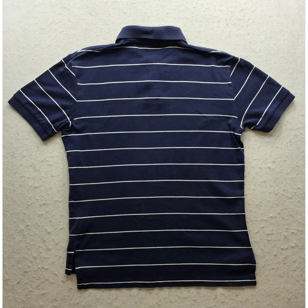 Polo Ralph Lauren Men's Blue w White Stripes w Yellow Pony Polo Shirt. Size S